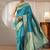 teal banarasi silk blend saree