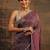 purple floral embellished tissue saree with unstitched blouse piece