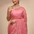 pink embellished saree with unstitched blouse piece