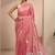 pink embellished saree with unstitched blouse piece