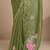 green embellished saree with unstitched blouse piece