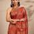 rust woven design banarsi saree with unstitched blouse piece