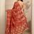 rust woven design banarsi saree with unstitched blouse piece