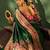 green printed saree with unstitched blouse piece