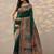 green printed saree with unstitched blouse piece