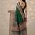 green printed saree with unstitched blouse piece