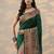 green printed saree with unstitched blouse piece