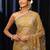 gold butter yellow floral embellished net saree