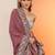 purple embroidered saree with unstitched blouse piece