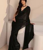 black beads and stones tissue saree