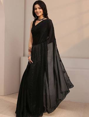 black beads and stones tissue saree 3