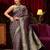 purple floral zari satin saree