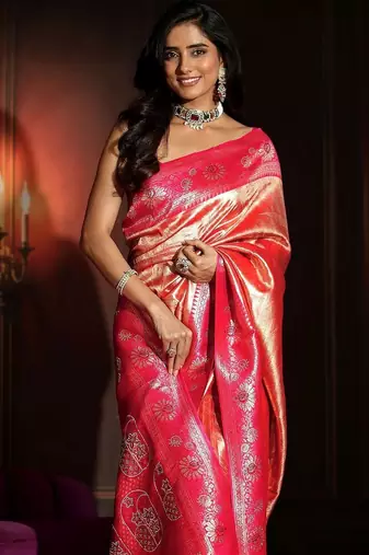 woven design silk blend saree