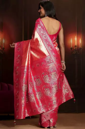 woven design silk blend saree