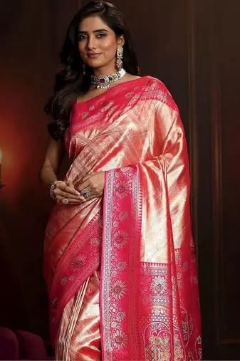 woven design silk blend saree