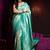 teal woven design silk blend saree