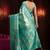 teal woven design silk blend saree