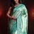 teal woven design silk blend saree