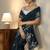 teal embellished embroidered satin saree