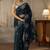 teal embellished embroidered satin saree