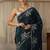 teal embellished embroidered satin saree