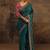 teal floral embroidered net saree