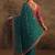 teal floral embroidered net saree