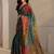 teal floral beads and stones satin saree