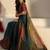 teal floral beads and stones satin saree