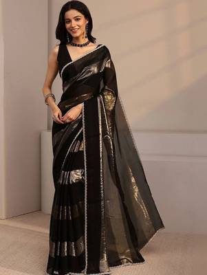 black striped zari tissue saree 2