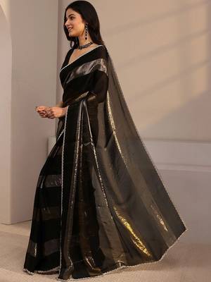 black striped zari tissue saree 3