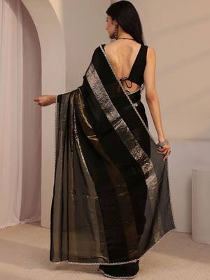 black striped zari tissue saree 4