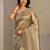 gold beads and stones tissue saree