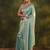 sea green floral embroidered silk blend saree