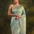 sea green floral embroidered silk blend saree