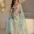 sea green floral embroidered organza saree