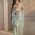 sea green floral embroidered organza saree