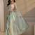 sea green floral embroidered organza saree