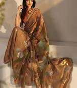 bronze beads and stones tissue saree
