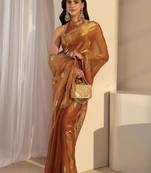 gold woven design zari tissue saree
