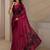 burgundy floral beads and stones tissue saree
