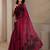burgundy floral beads and stones tissue saree