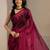 burgundy floral beads and stones tissue saree