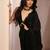 Black floral beads and stones organza saree