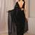 Black floral beads and stones organza saree