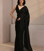 black beads and stones tissue saree