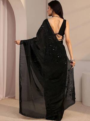black beads and stones tissue saree 4