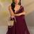 maroon beads and stones georgette saree