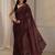 maroon floral embroidered organza saree