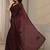 maroon floral embroidered organza saree